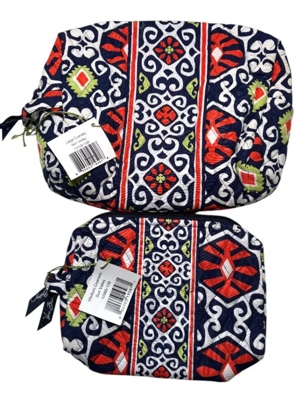 NEW Vera Bradley Sun Valley Cosmetic Bag Large Medium Set Travel Gift Retired